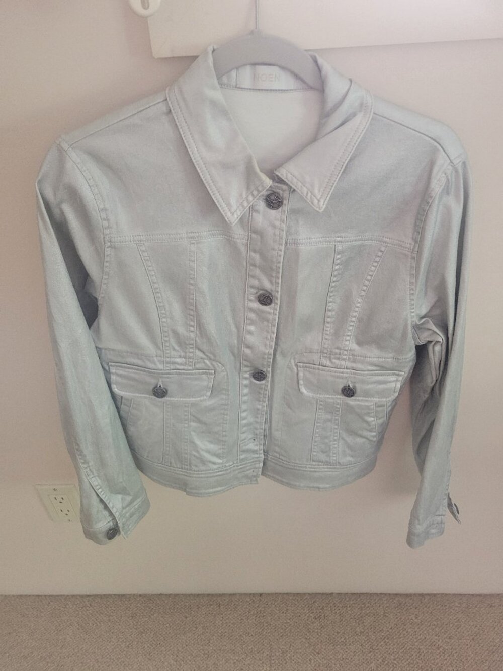 NOEN Metallic Silver Cropped Utility Jacket Size 36 US 6 -- Never worn
